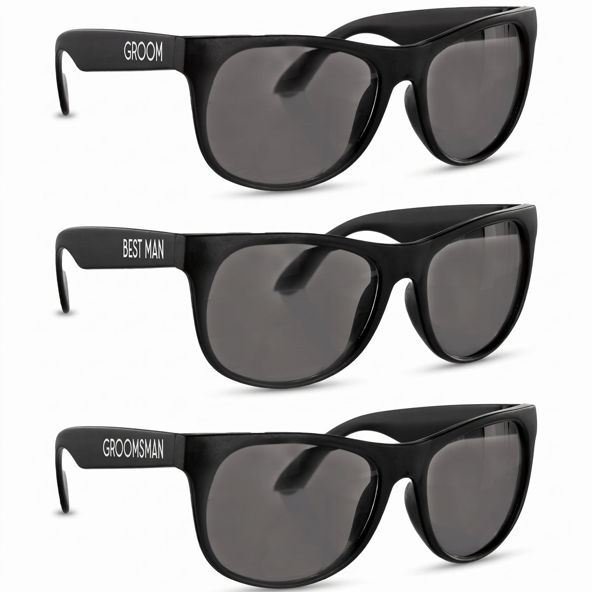 Groom & Crew Party Sunglasses Set, Black, 6-Pack