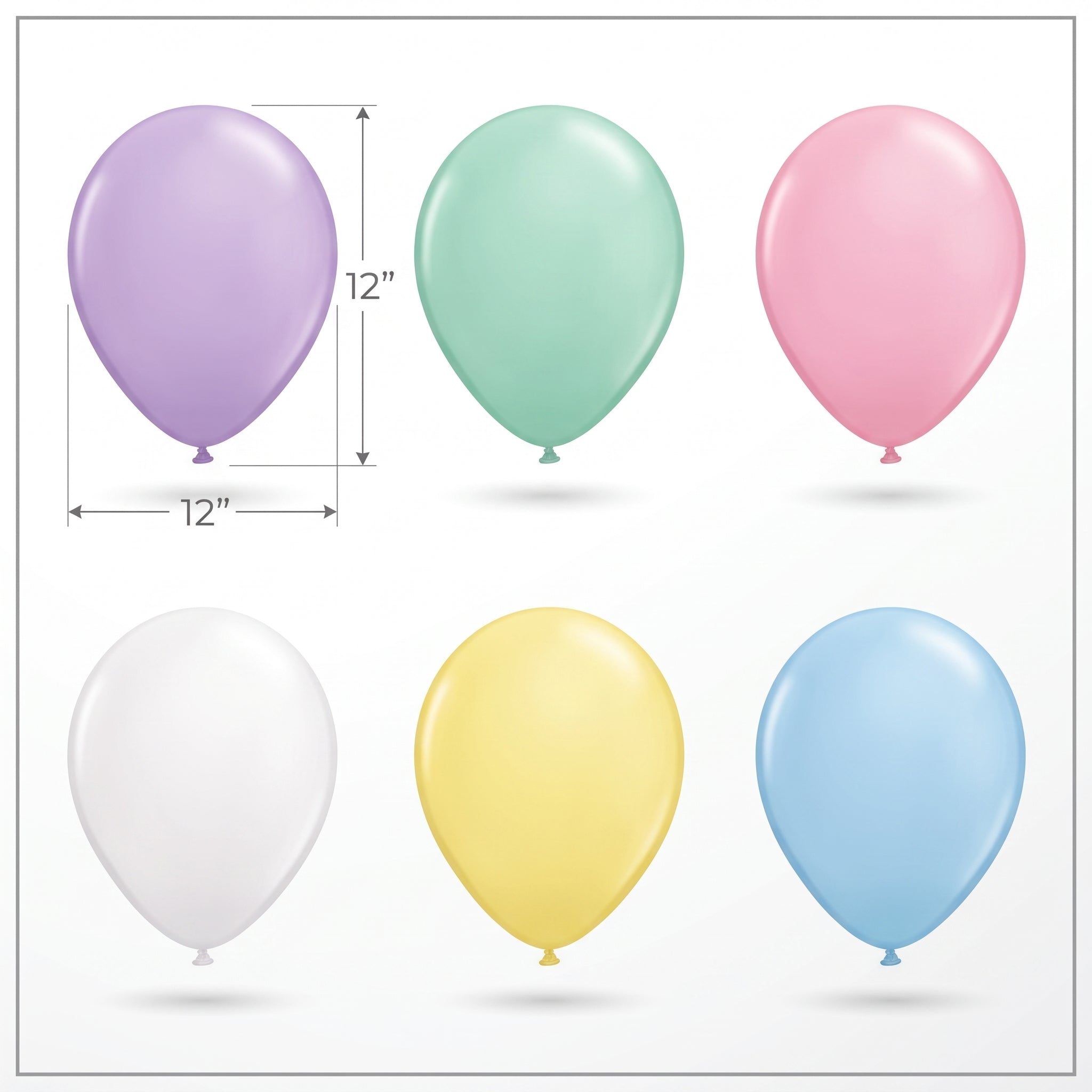 Assorted Pastel Latex Balloons - 12-Inch, 72-Pack