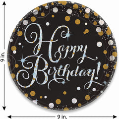 Sparkling Celebration Prismatic Birthday Plates, 9" Round, 8-Pack