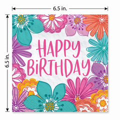 Pretty Petals Birthday Lunch Napkins - 6.5 In. x 6.5 In.