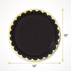 Elegant Black and Gold 10" Paper Plates