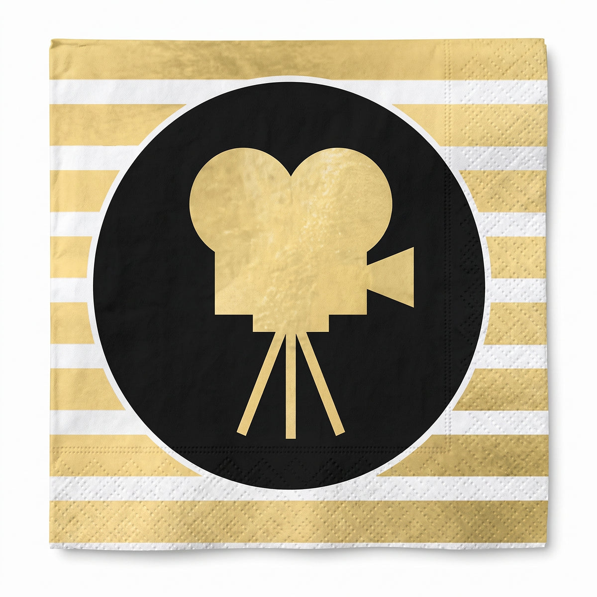 Hollywood Awards Night Lunch Napkins - Gold & Black Striped, 6.5-inch, 40 Pack