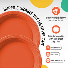 7 In. Orange Plastic Plates | 100 Count