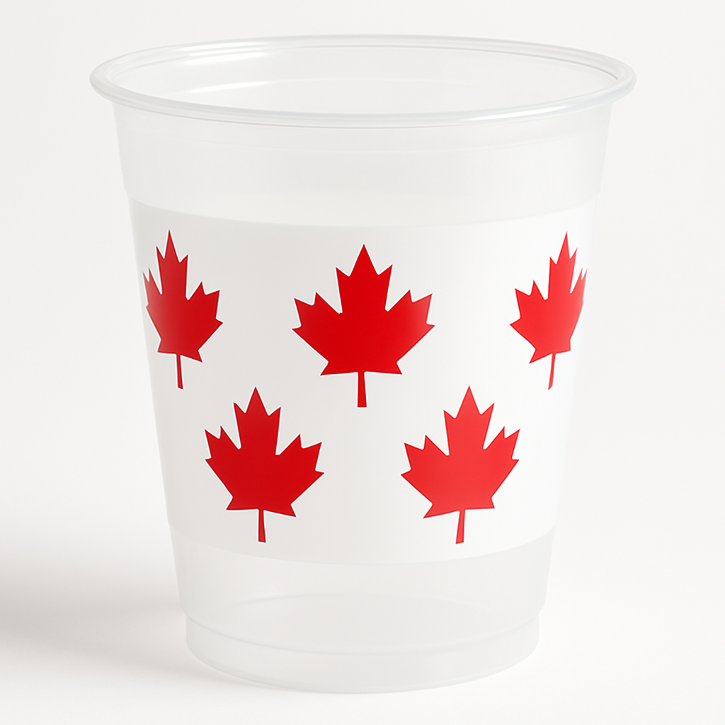 Canadian Pride 16 oz Reusable Plastic Cups - 25 Pack