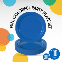 10 In. Dark Blue Paper Plates | 100 Count