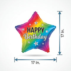 Vibrant Rainbow Star Foil Birthday Balloon - 17"