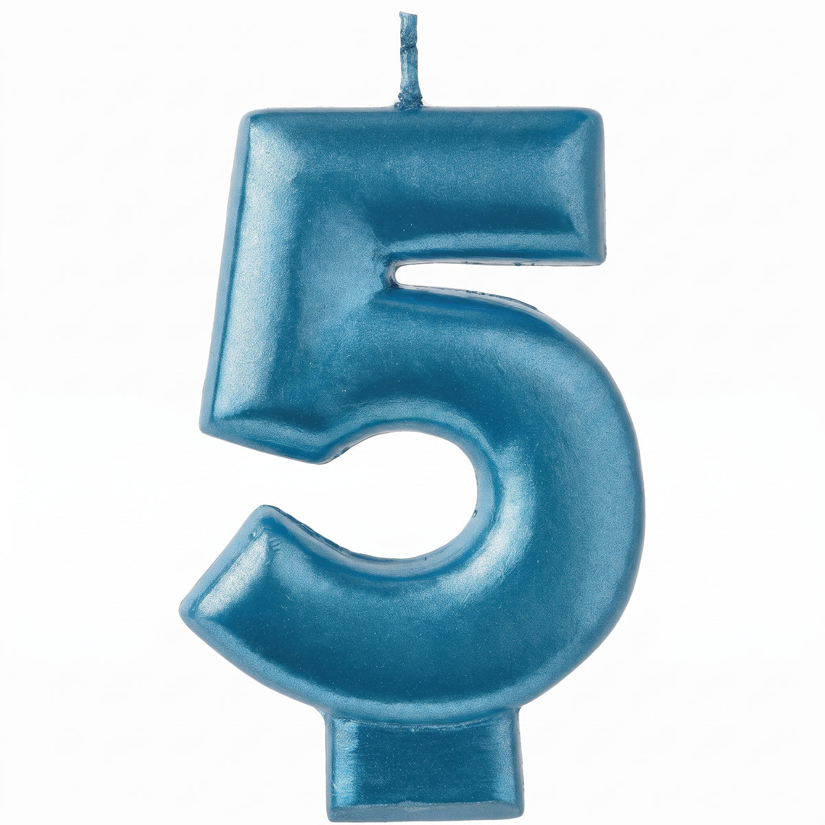Metallic Blue Number 5 Birthday Candle