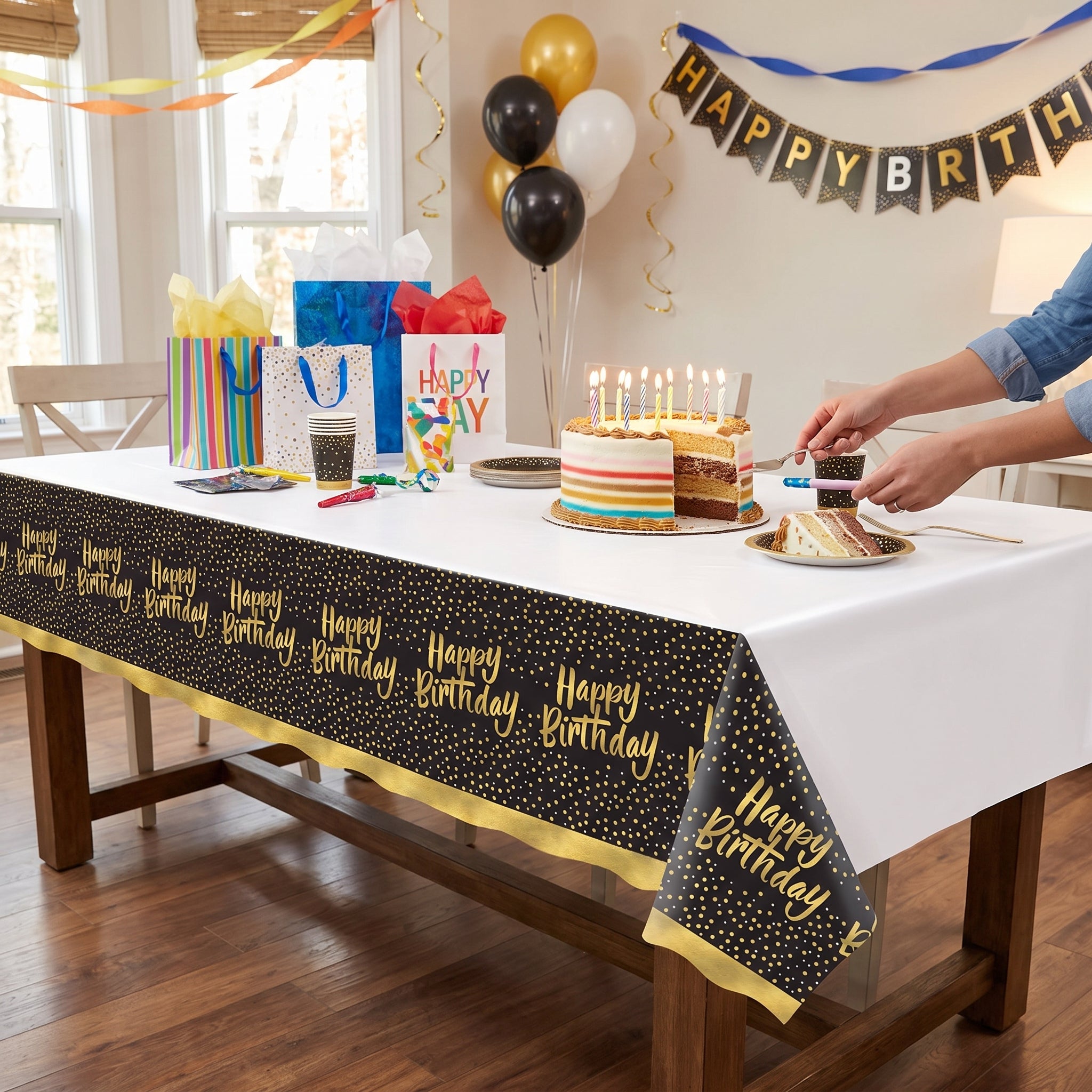 Colorful Confetti Plastic Table Cover