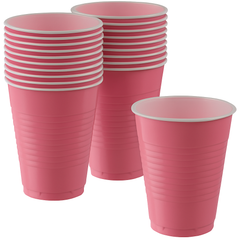 18oz Medium Pink Plastic Cups - Pack of 50