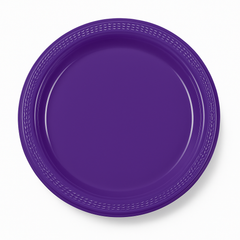 Purple 7-Inch Round Plastic Dessert Plates, 20-Count