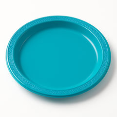 Caribbean Blue 7" Round Plastic Plates - 20 Pack