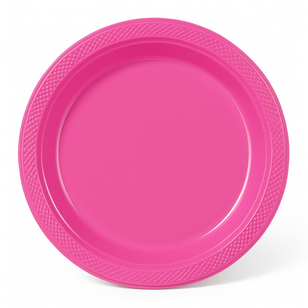 Bright Pink 9" Plastic Plates - 20 Pack