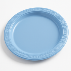 Pastel Blue 10.25" Round Plastic Dinner Plates - 20 Count