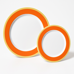 Premium Orange Bordered Plastic Plates - Set of Two