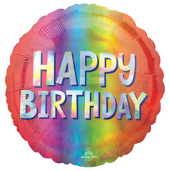 Shimmering Silver Happy Birthday Foil Balloon - 18-inch