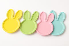 Easter Bunny Shaped Melamine Plates ‚Äì Set of 4 in Pastel Colors