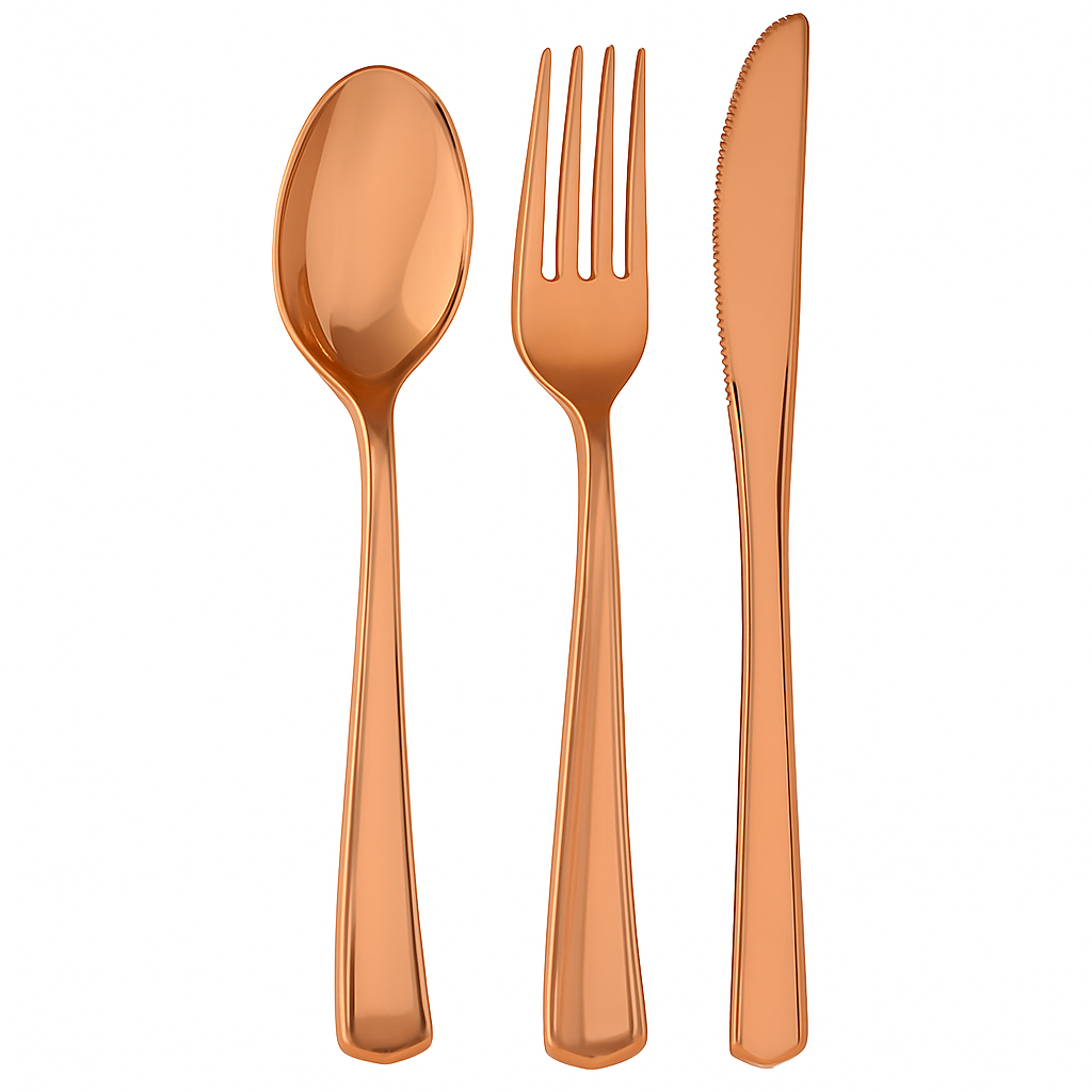 Premium Rose Gold Plastic Cutlery Set
