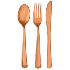 Premium Rose Gold Plastic Cutlery Set