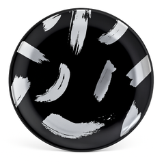 Premium 10.5" Black Dinner Plates with Silver Brush Strokes - 20 Pack