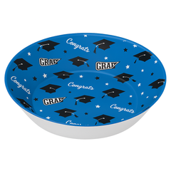 "Congrats Grad" Blue Plastic Serving Bowl for Graduation Celebrations