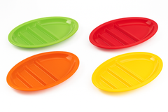 Let's Fiesta Oval Divided Reusable Dinner Plates ‚Äì 4 Pack