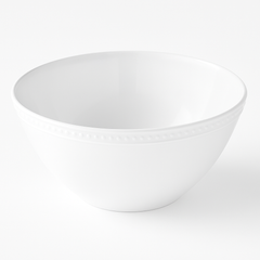 Large White Beaded Rim Melamine Bowl
