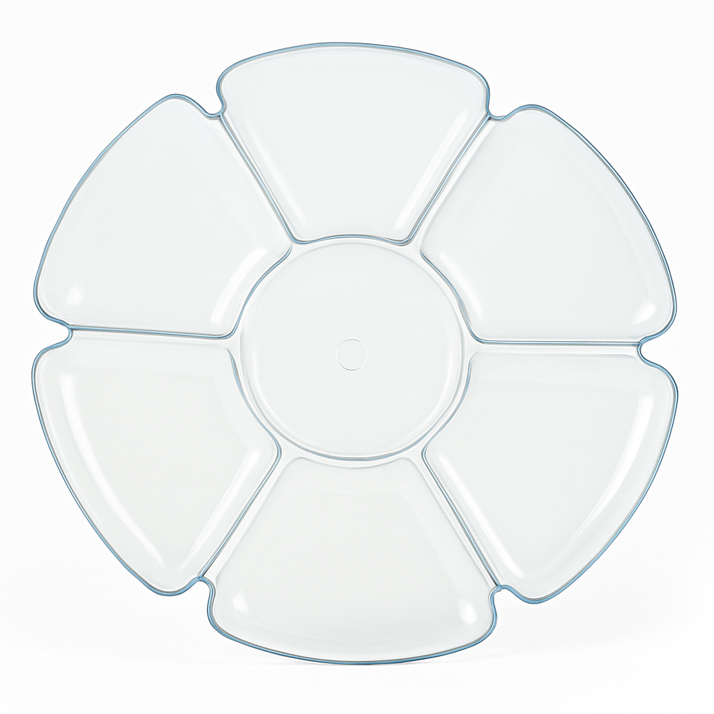 Clear Scalloped 16" Compartment Chip and Dip Tray