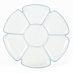 Clear Scalloped 16" Compartment Chip and Dip Tray