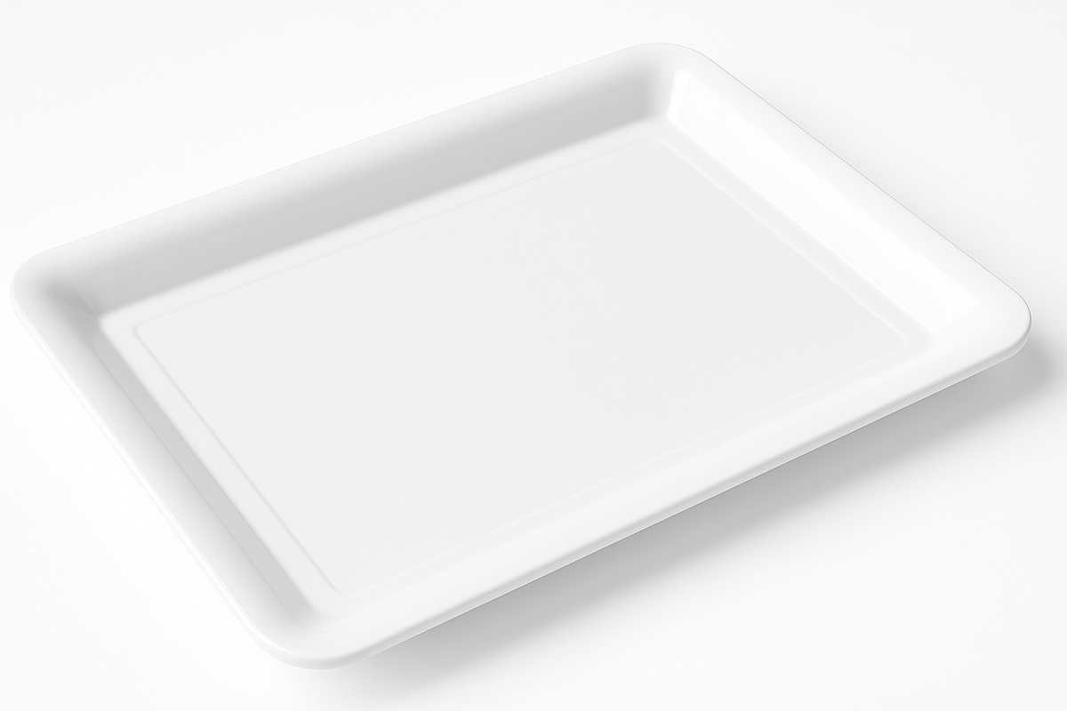 Elegant White Rectangular Plastic Serving Platter - 11" x 18"