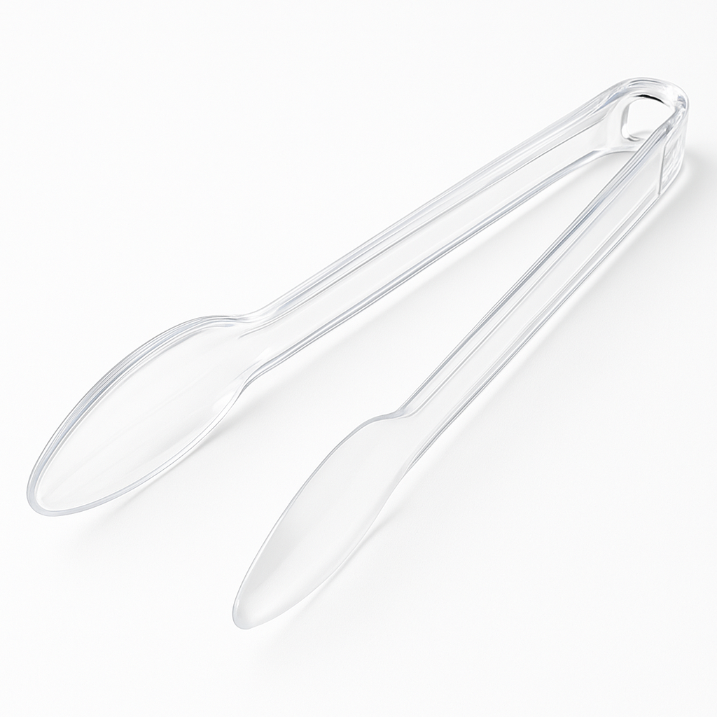 12" White Plastic Serving Tongs