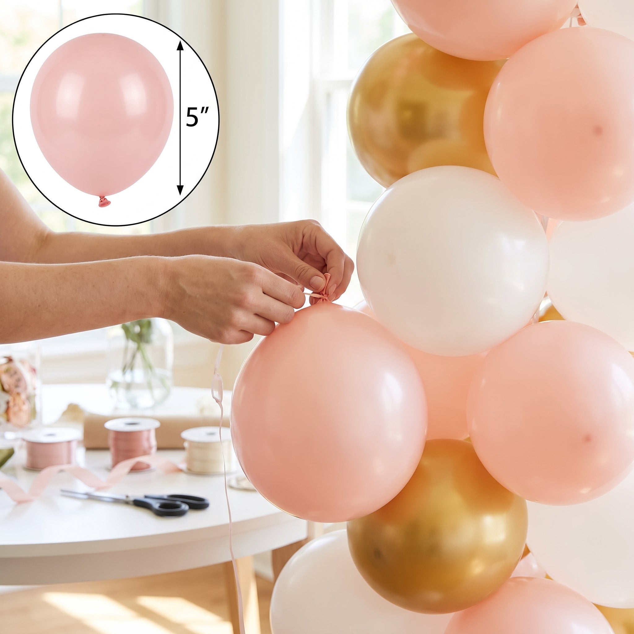 Luxaire Premium Blush Pink Latex Balloons, 5-Inch, 50 Pack