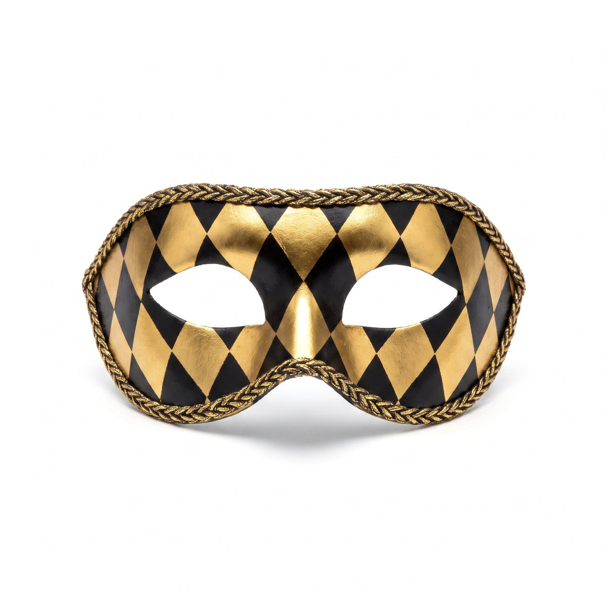Harlequin Masquerade Mask, Black & Gold