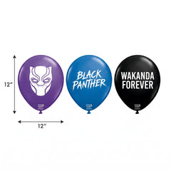 Marvel Black Panther Latex Balloons - "Wakanda Forever" Party Pack, 12-inch, 6-Count