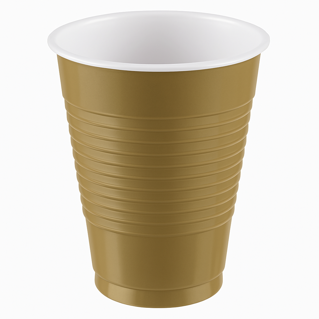 Gold 12oz Plastic Party Cups - 50 Pack