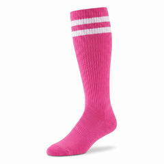 Bright Pink Striped Knee-High Athletic Socks