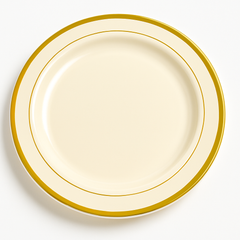 Elegant Gold Trimmed Cream Plastic Dessert Plates - 7.5", 20 Pack