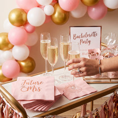 Blush "Future Mrs" Beverage Napkins - Rose Gold, 16-Pack - 5 In. X 5 In.