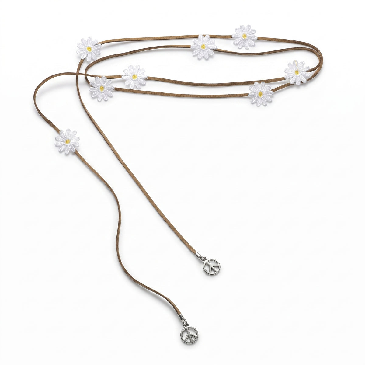 Hippie Festival Flower Headband with Peace Charms