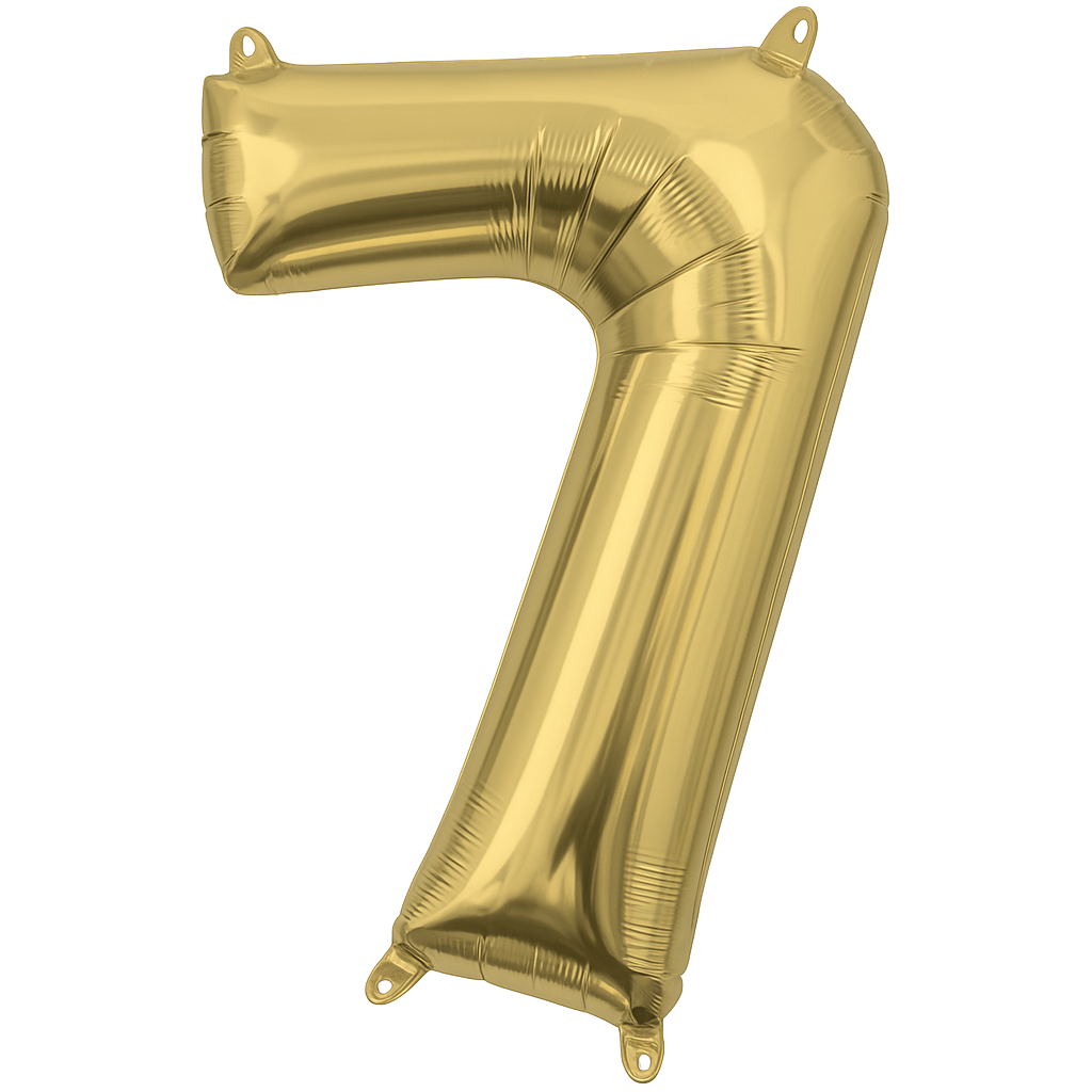 Gold Number 7 Foil Balloon - Air Filled