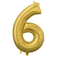 Gold Number "6" Foil Balloon | 16" Air-Filled