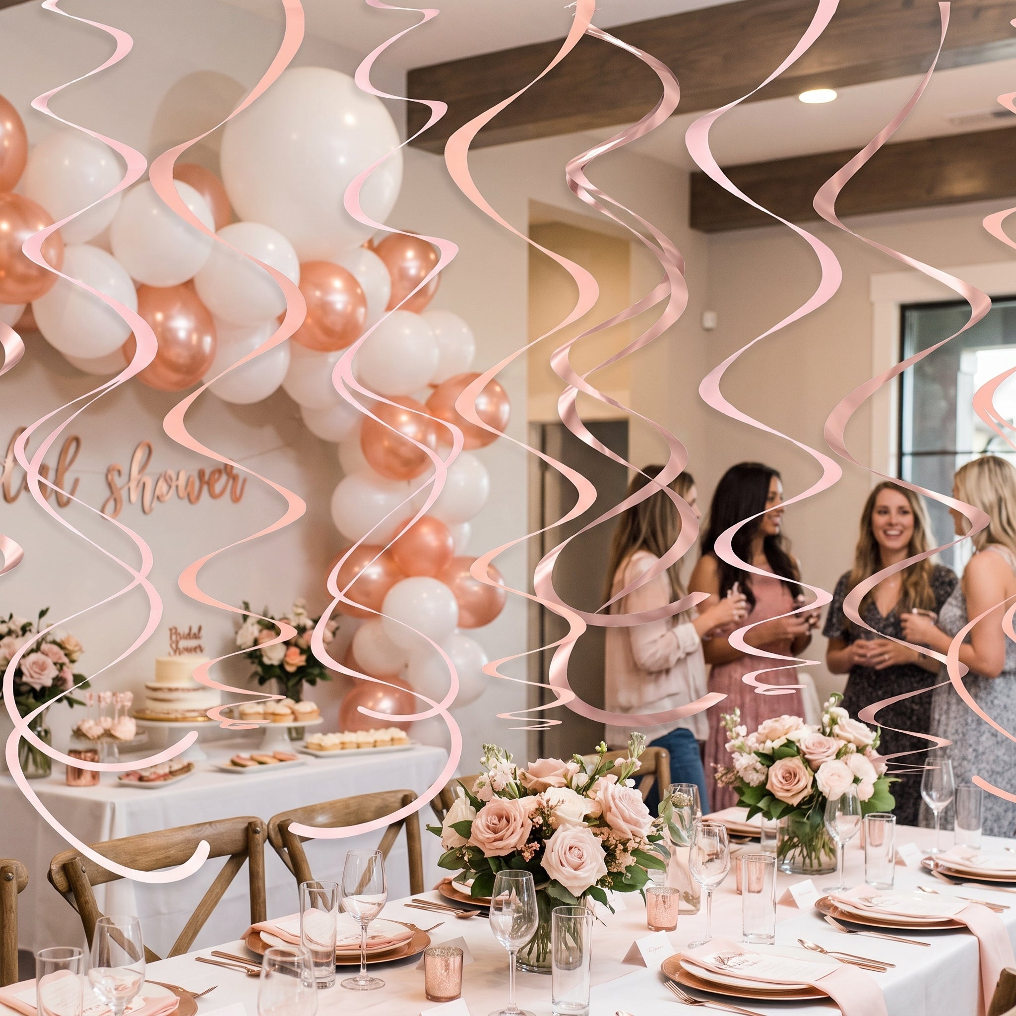 Rose Gold Swirl Decorations - 12-Pack