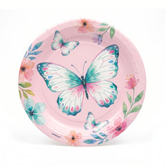 Flutter Butterfly 7" Round Paper Plates - 8 Pack