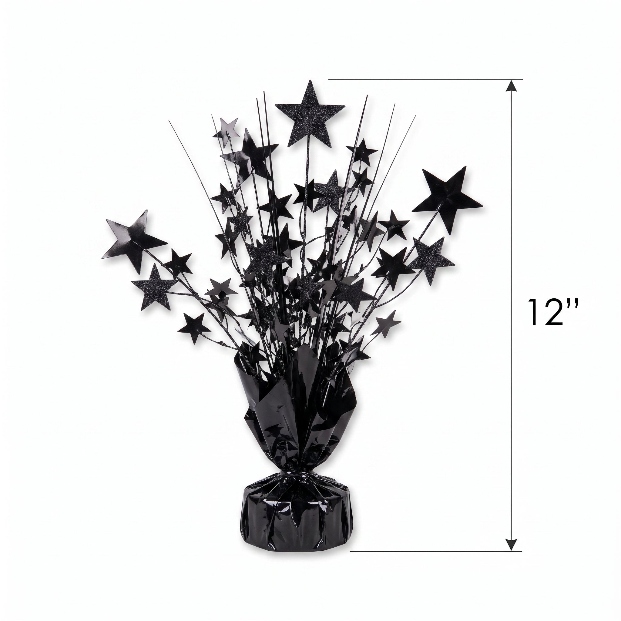 12-Inch Black Foil Star Spray Centerpiece