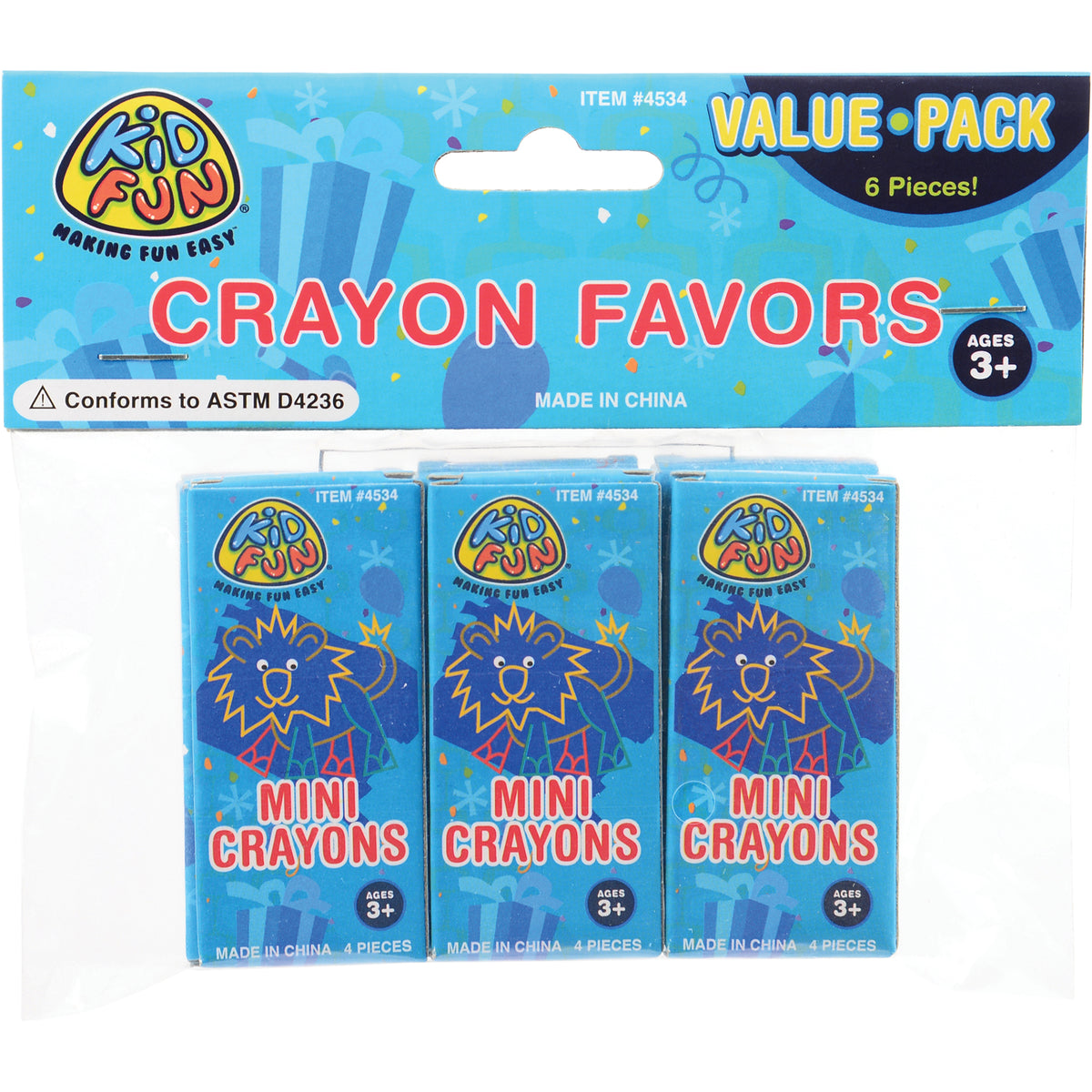 4 Piece Crayons/6 Per Pkg