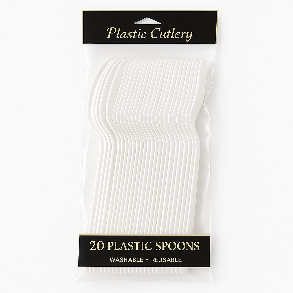Frosty White Economy Plastic Spoons - Pack of 20