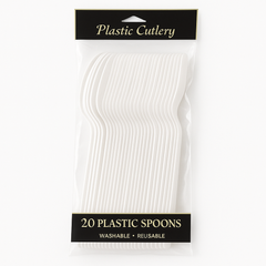 Frosty White Economy Plastic Spoons - Pack of 20