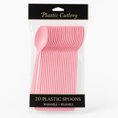 Elegant Pink Plastic Spoons - Pack of 20
