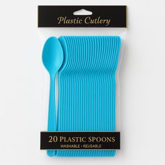 Caribbean Blue Economy Plastic Spoons - Pack of 20