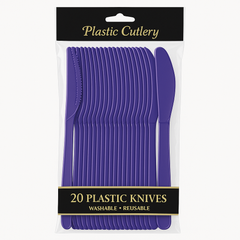 Elegant Purple Plastic Knives - Pack of 20