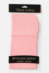 New Pink Plastic Knives - 20 Pack